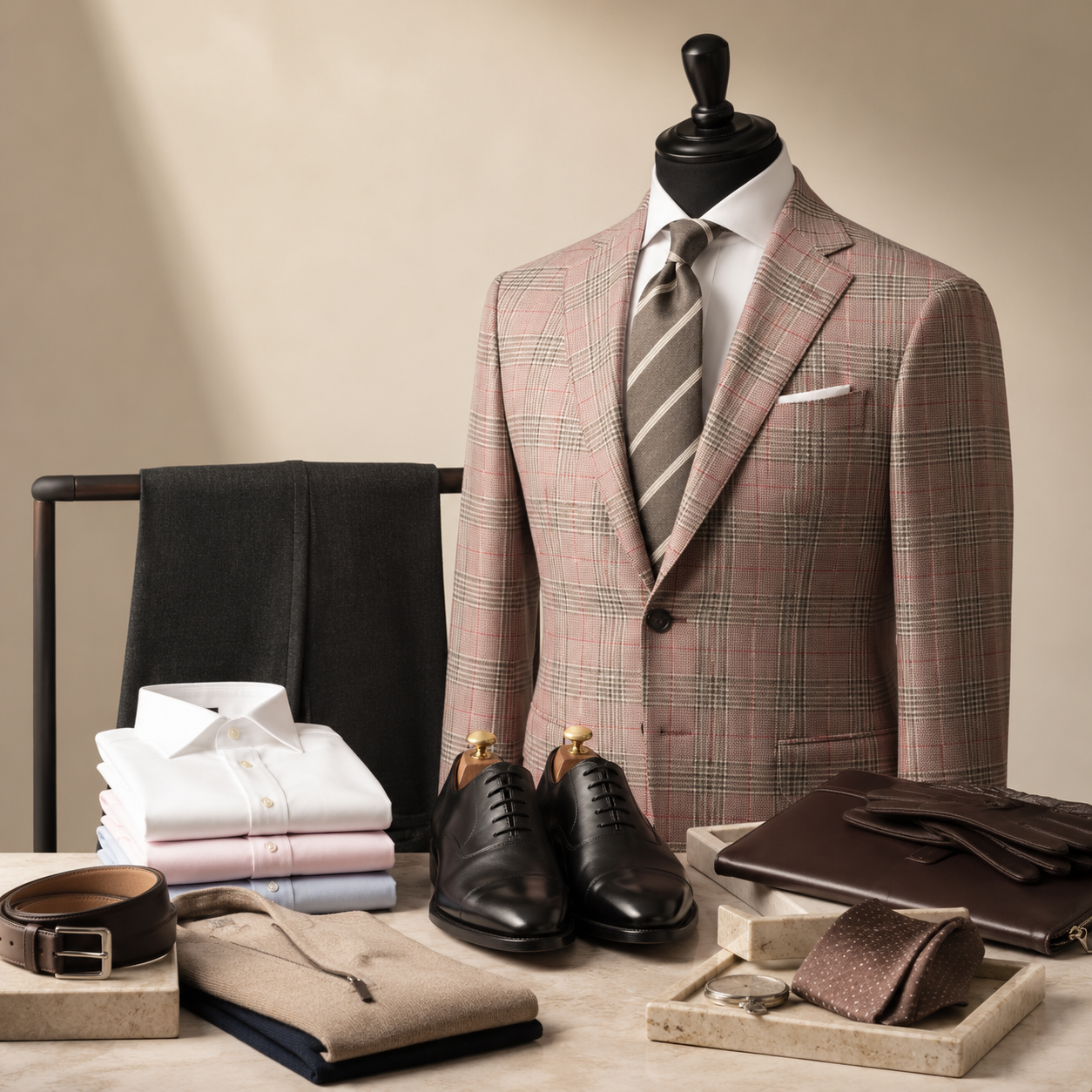 Premium tailored suit collection and luxury menswear accessories