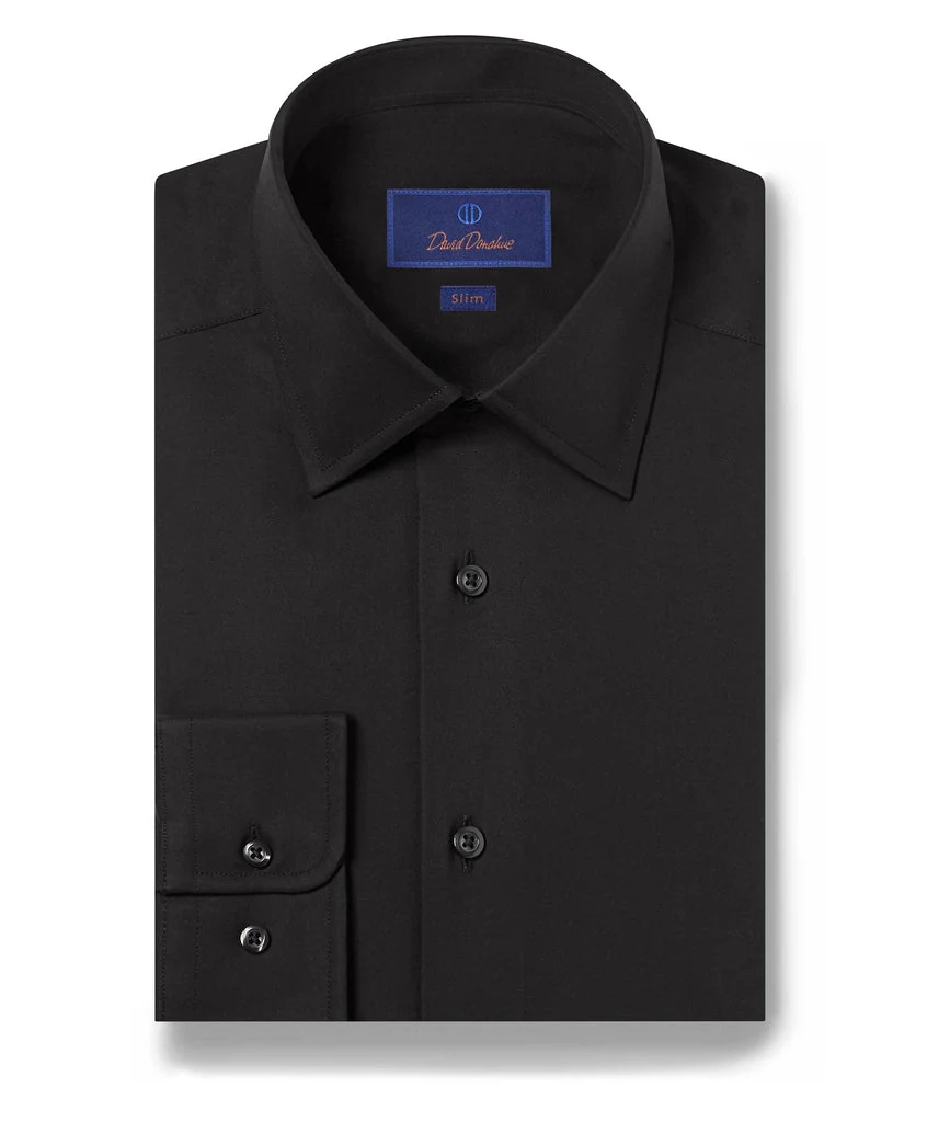 Black Super Fine Twill Dress Shirt