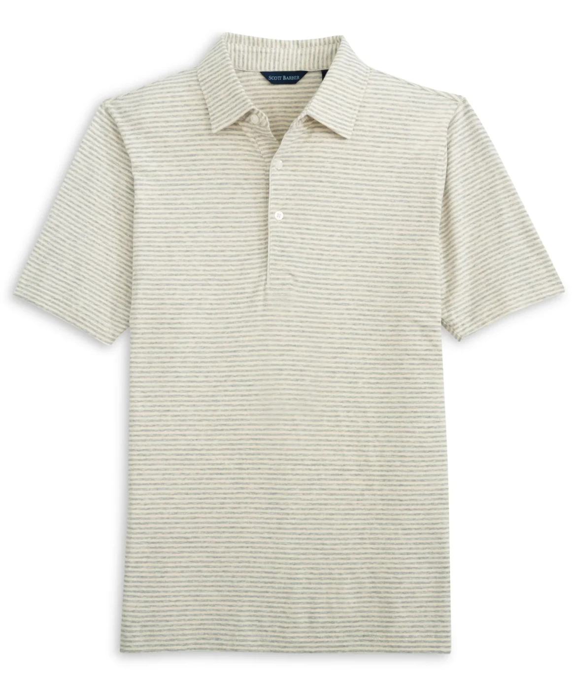 Linen/Cotton Stripe Polo Grey Heather