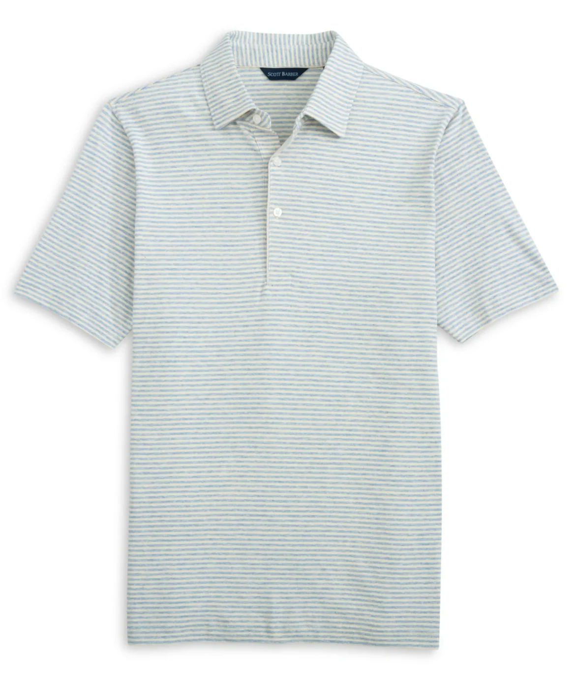 Linen/Cotton Stripe Polo Sky Heather