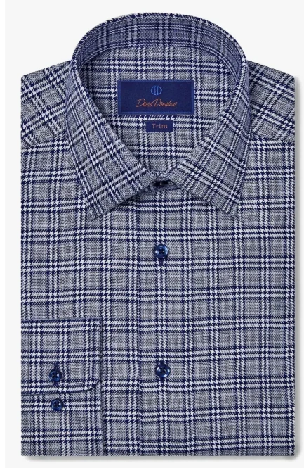 Navy Trim Fit Cotton Dress Shirt