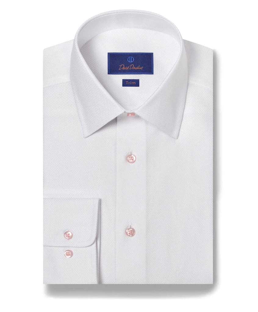 White Textured Dobby Dress Shirt